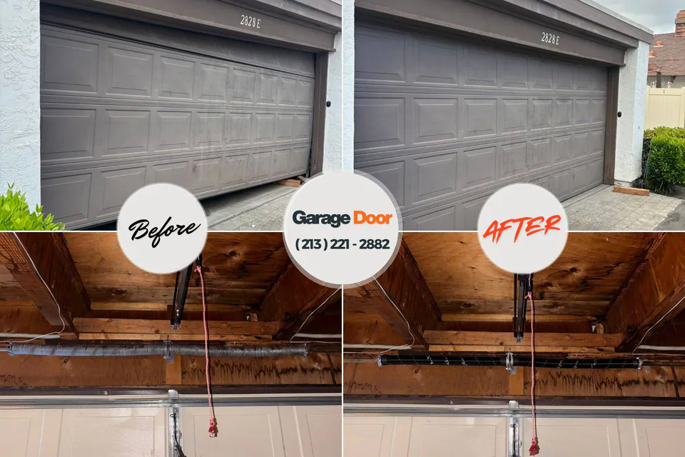 Before and after: garage door repair Council Grove, KS